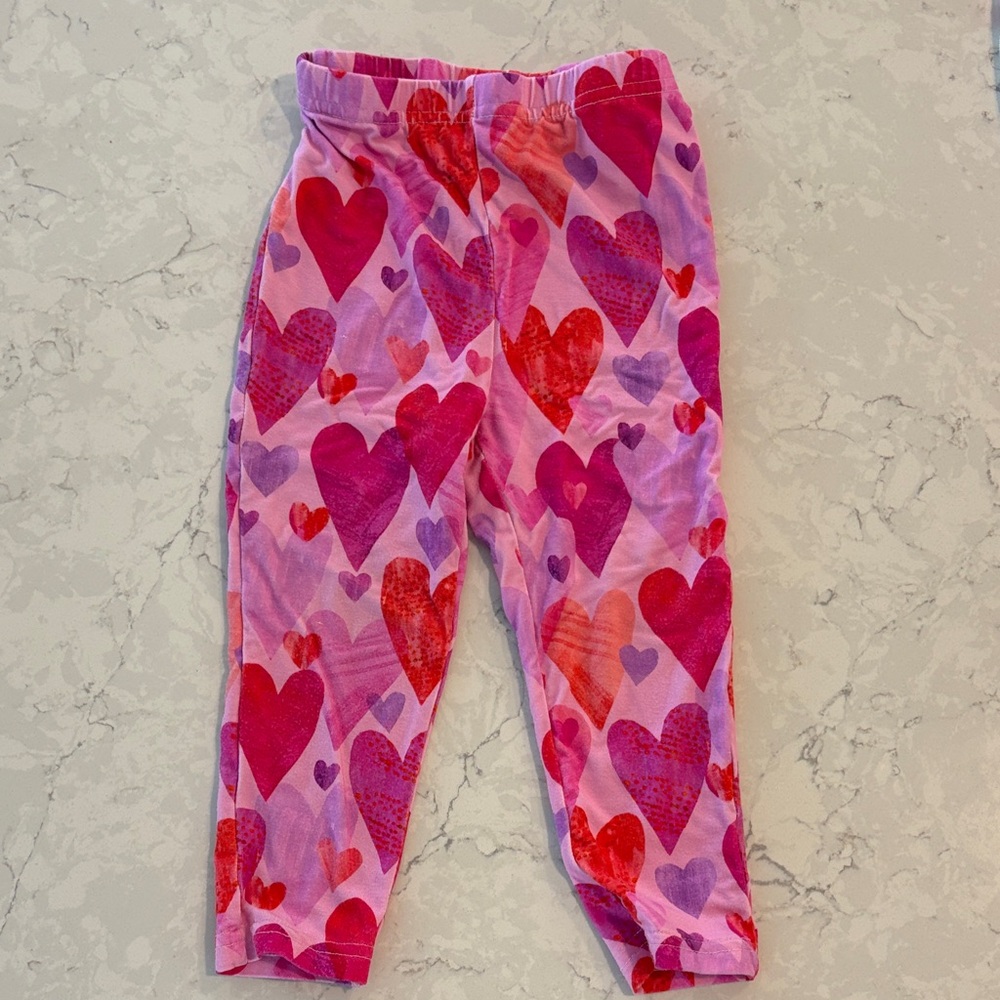 Little Sleepies Pink & Red Heart Print Leggings